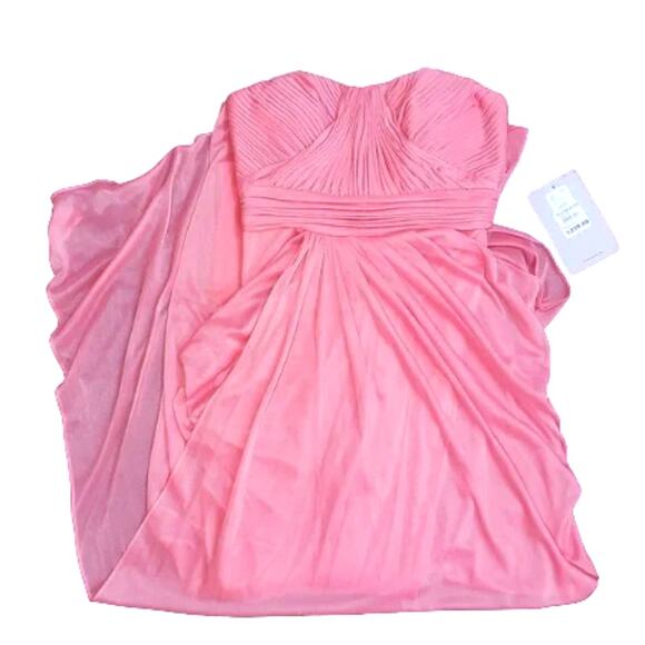 Pink Draped Gown Dress 4 Small Tube Top Layered Lined Strapless Prom Wedding - Picture 5 of 8
